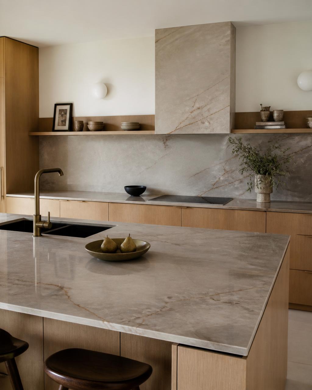 Architectural kitchen with stone benchtop detail